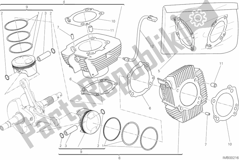 All parts for the Cylinders - Pistons of the Ducati Scrambler Urban Enduro Thailand 803 2016